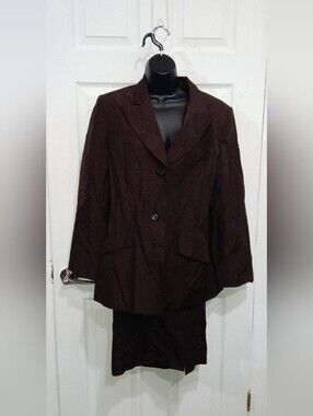 Sag Harbor Dark Brown Plaid Women's Skirt Suit